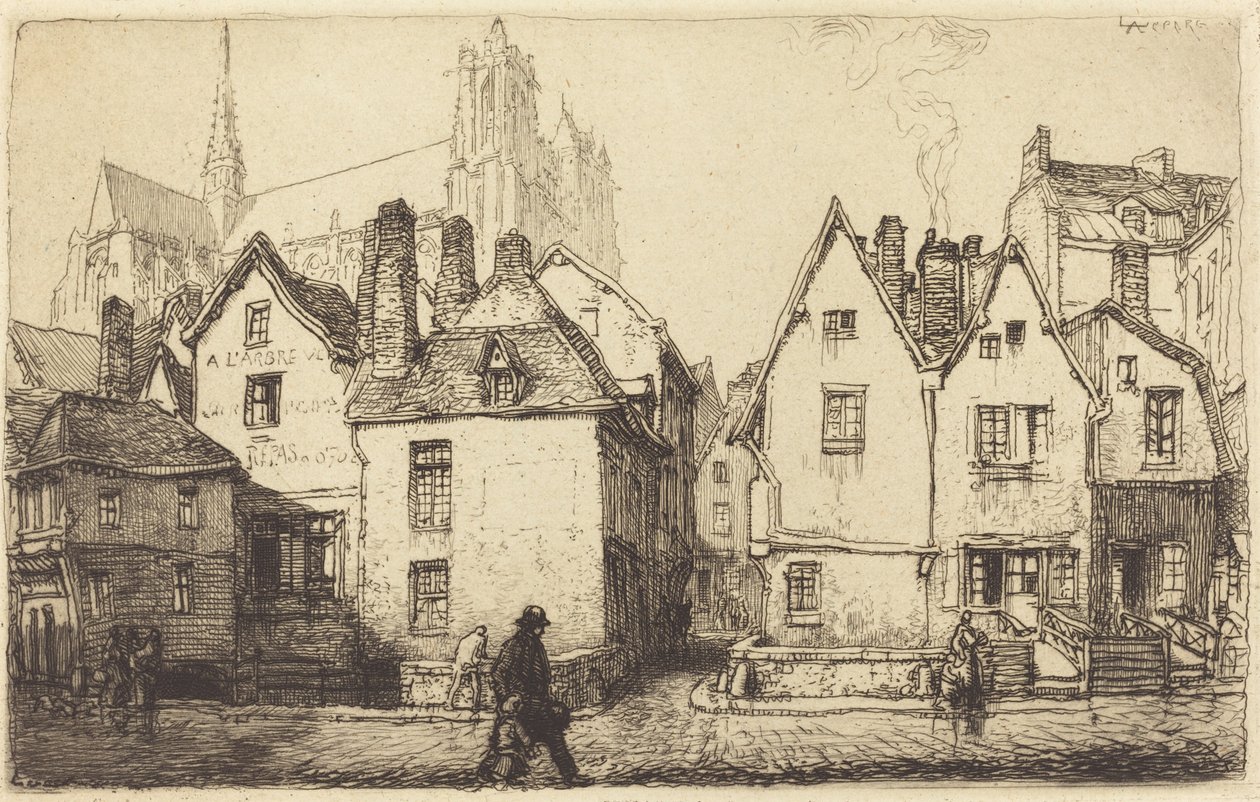 Gamle hus i Amiens Gamle hus i Amiens, 1907. av Auguste Lepere