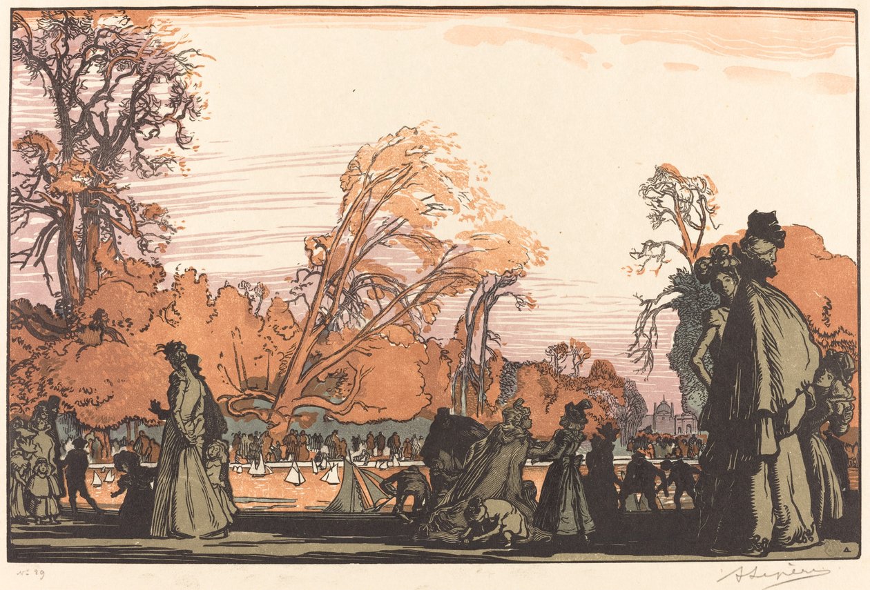 Dam i Tuileries (Le bassin des Tuileries) av Auguste Lepere