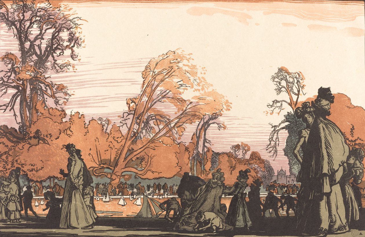 Dam i Tuileries Le bassin des Tuileries, 1898. av Auguste Lepere