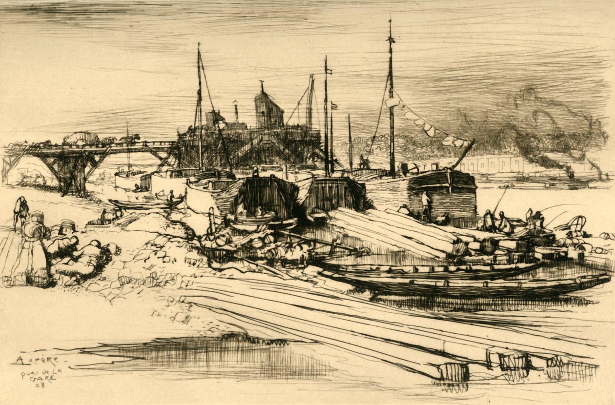 Station Quay: Public Dump, 1908. av Auguste Louis Lepère