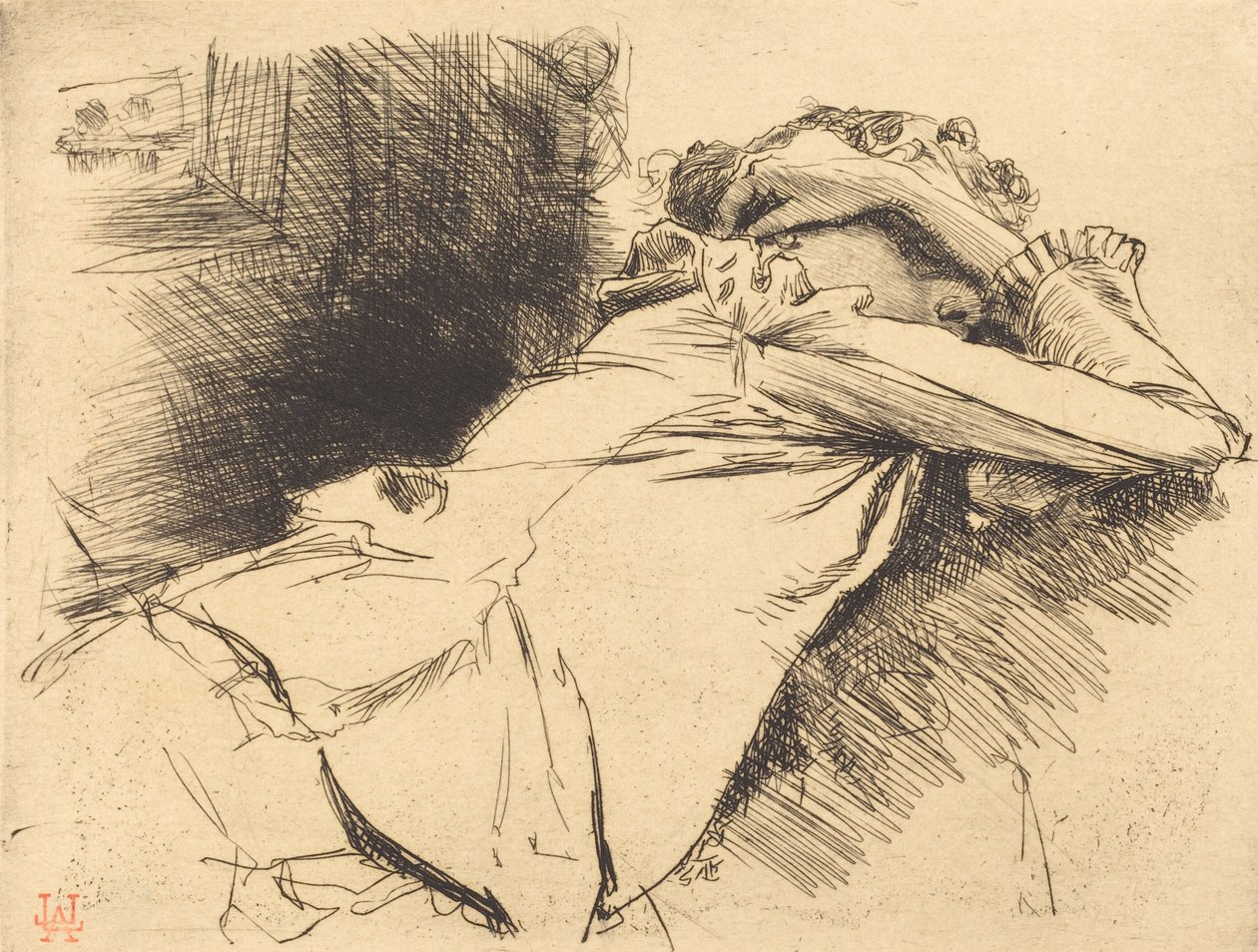 Reclined Woman Sleeping Femme couchee sommeillant, 1892. av Auguste Lepere