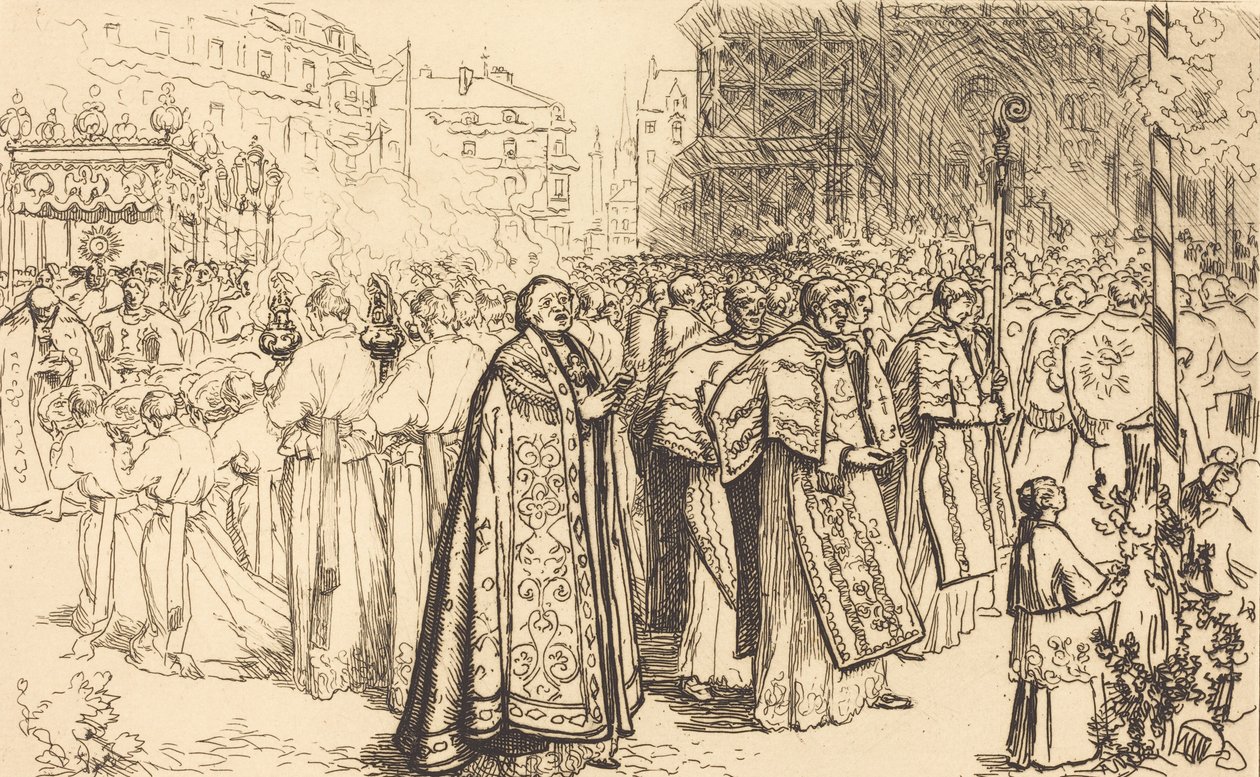Retur av prosesjonen til Nante-katedralen Rentree de la Procession a la Cathedral de Nantes, 190 av Auguste Lepere
