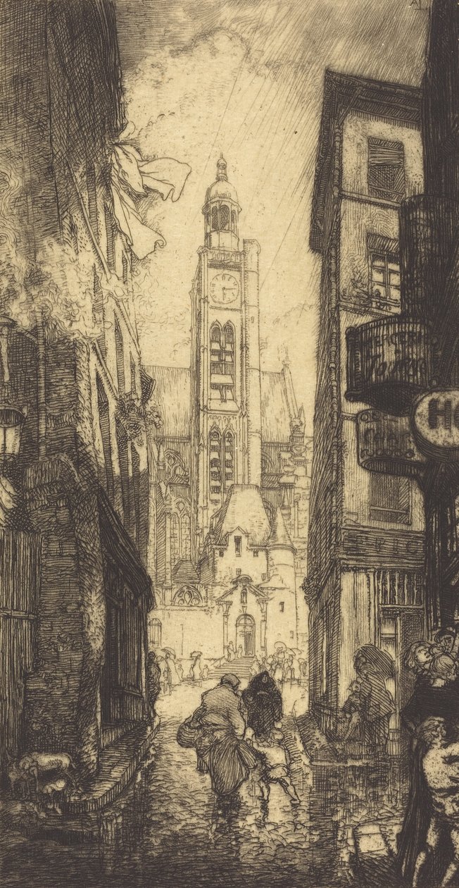 Rue de la Montagne-Sainte-Genevieve, Paris, 1906. av Auguste Lepere