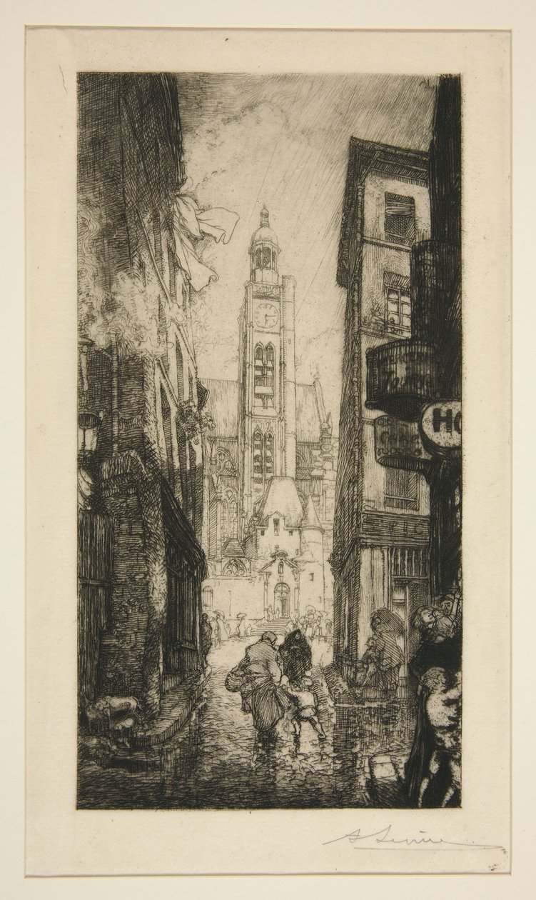 Rue de la Montagne Sainte-Geneviève, Paris av Auguste Lepere