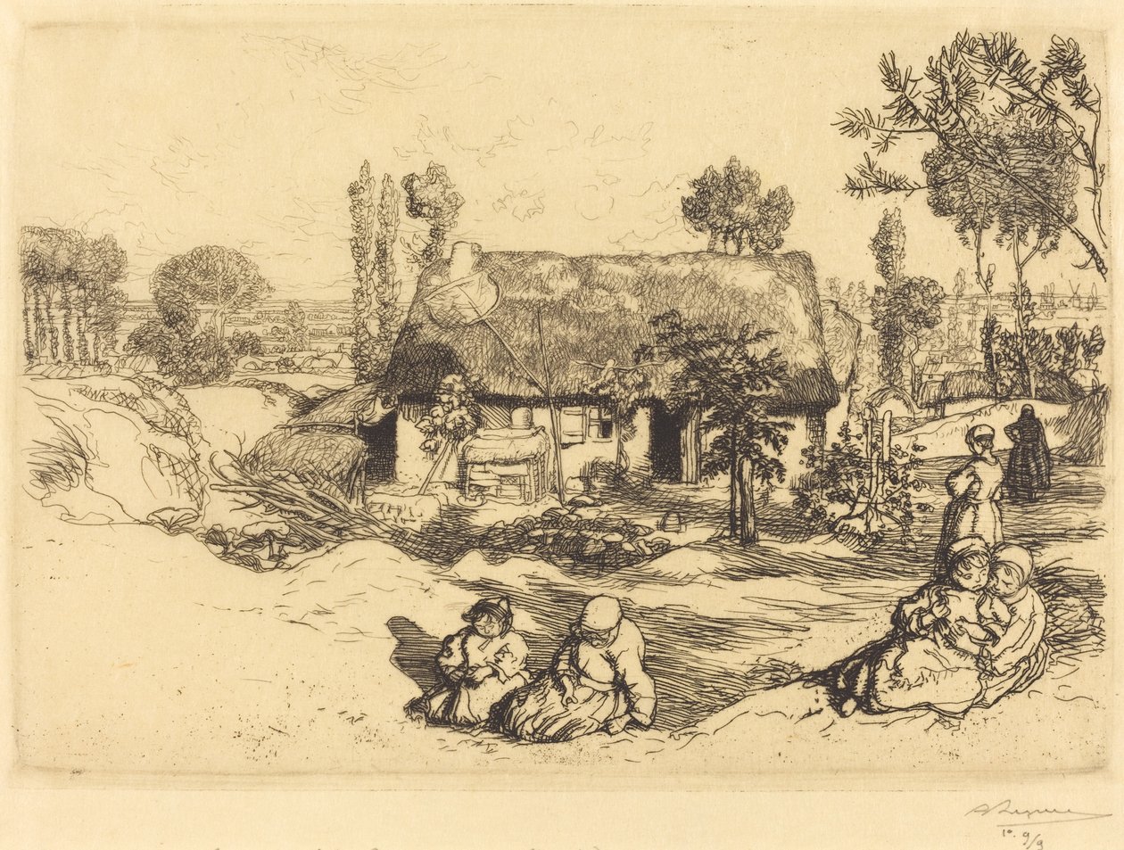 Tilfluktsrom for de fattige, Vendee (Le nid de pauvres, Vendee) av Auguste Lepere