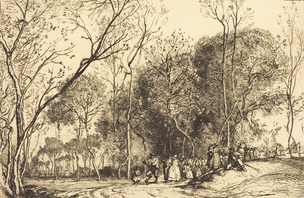 Sommer i Saint-Martin, fortidens bryllup Ete de la Saint-Martin, la noce qui passe, 1908. av Auguste Lepere