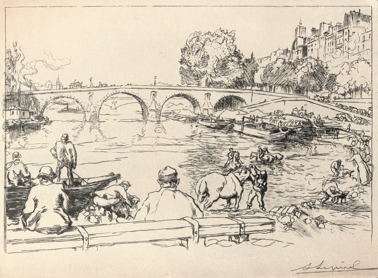 Vanningsplassen ved Pont Marie, 1915 av Auguste Louis Lepère