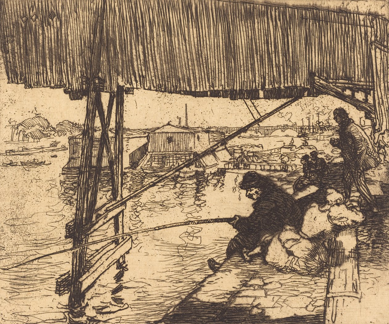 Under Bercy-broen Sous le pont de Bercy, 1894. av Auguste Lepere