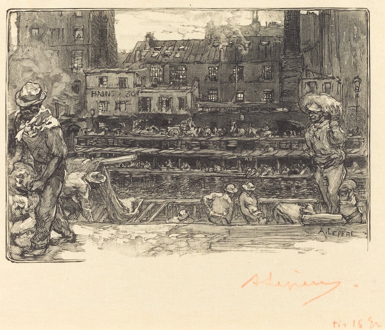 Lossing, Canal St. Martin av Auguste Lepere