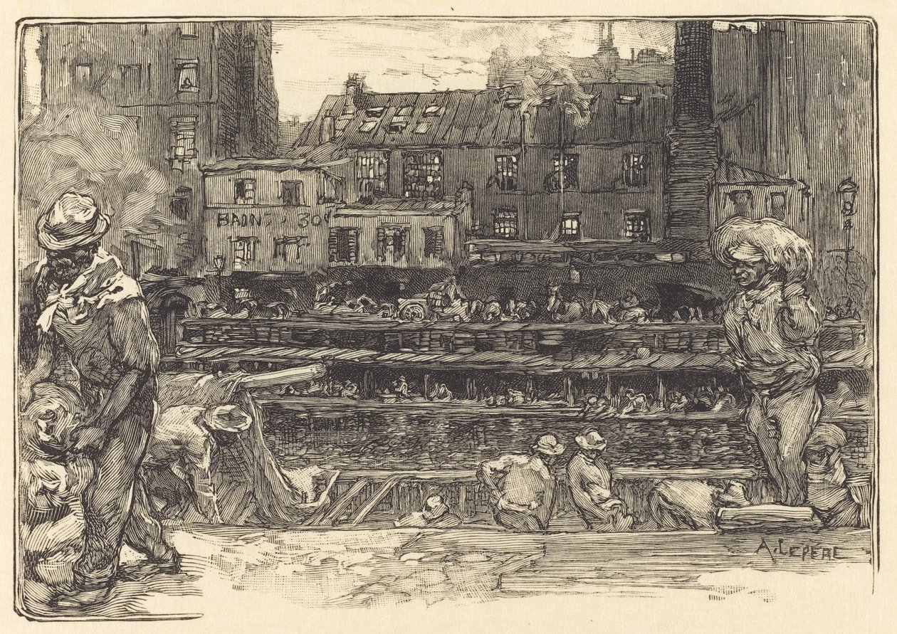 Lossing, Canal St. Martin Gipsavlastere, Canal Saint-Martin, 1890. av Auguste Lepere