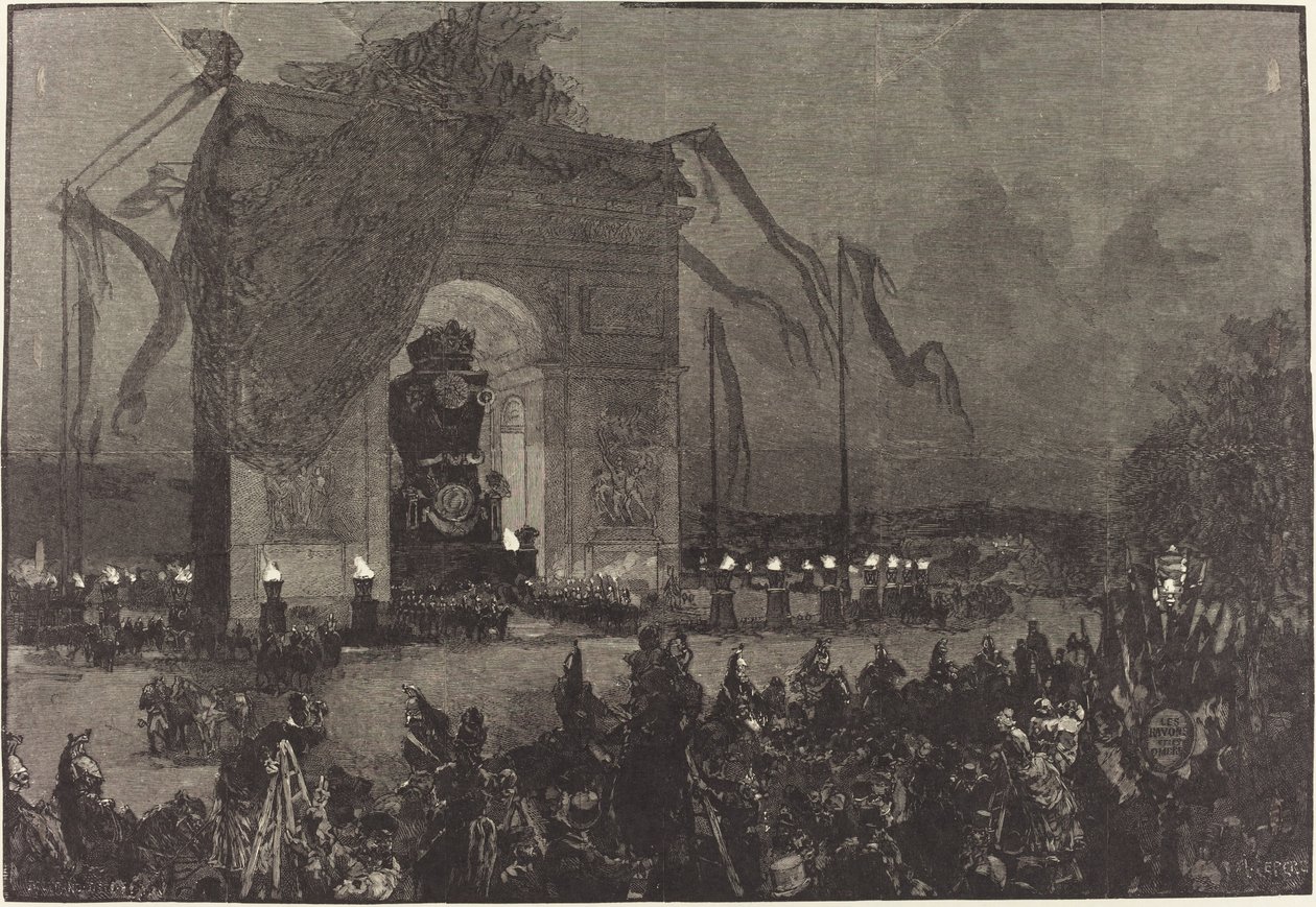 Begravelse av Victor Hugo. Vaken av Auguste Lepère after Henri Louis Scott