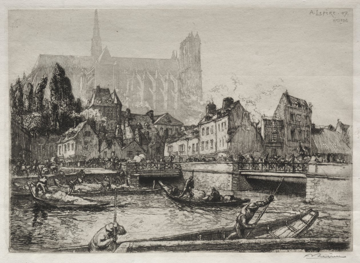 Ankomster av grønnsaker-Amiens av Auguste Louis Lepère