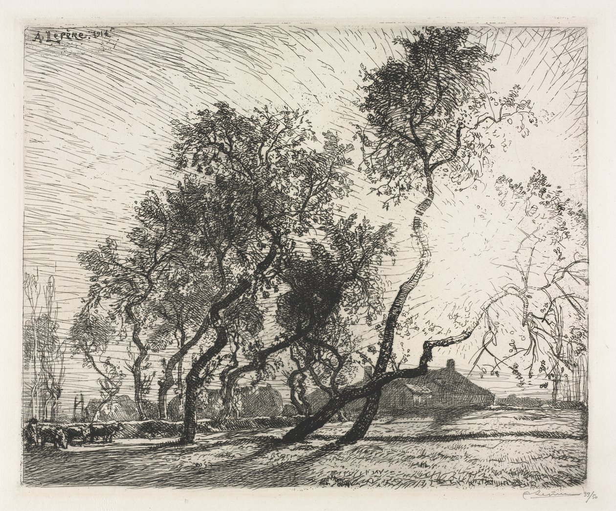 Gård med Poplar Trees of Holland von Auguste Louis Lepère