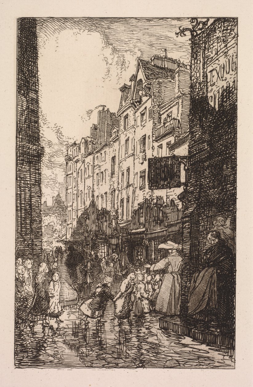 La Biévre, Les Gobelins, Saint-Séverin: Saint-Séverin-distriktet: Rue des Prêtres Saint-Séverin av Auguste Louis Lepère