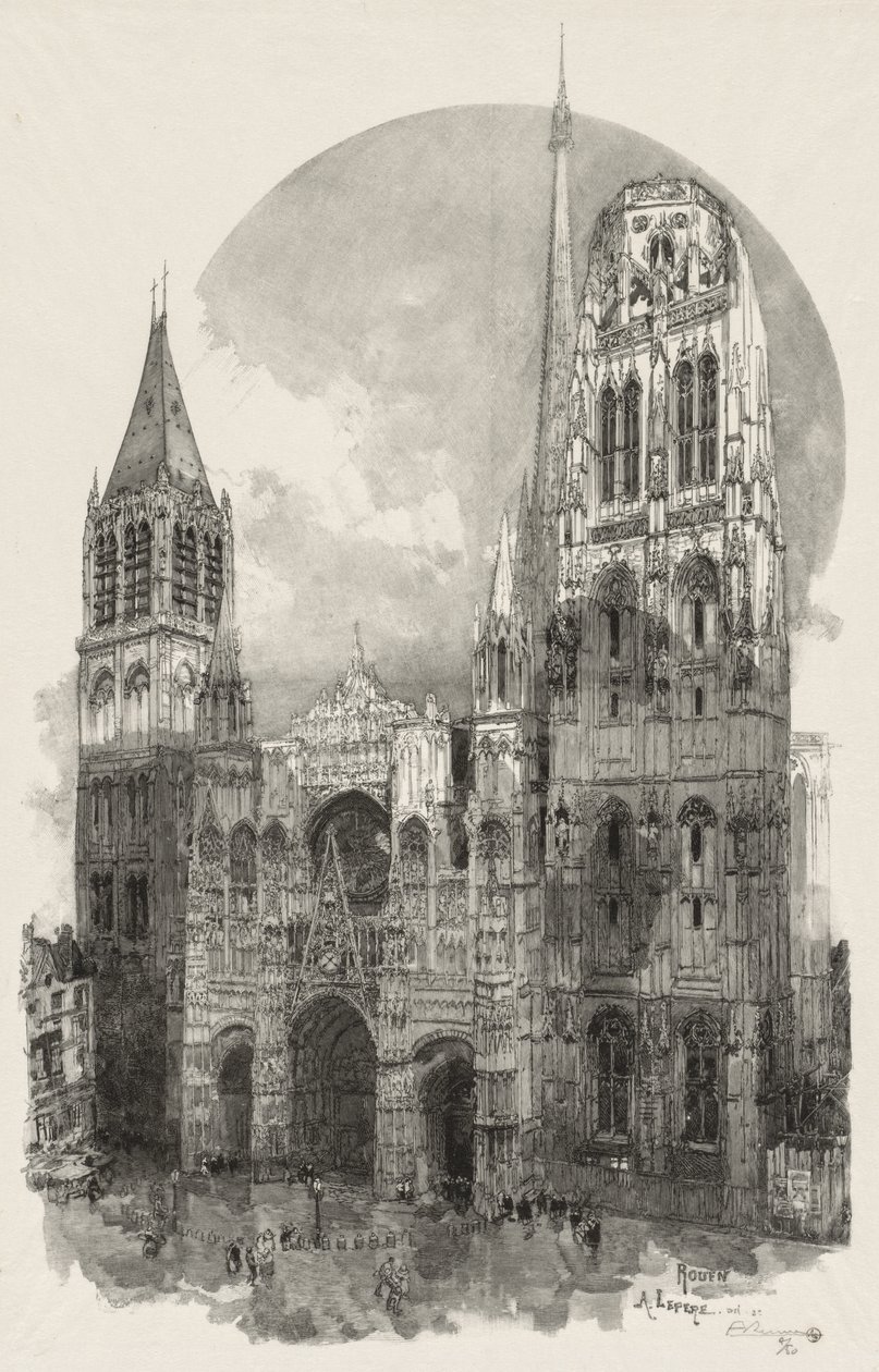 Illustrert Rouen: Katedralen i Rouen av Auguste Louis Lepère