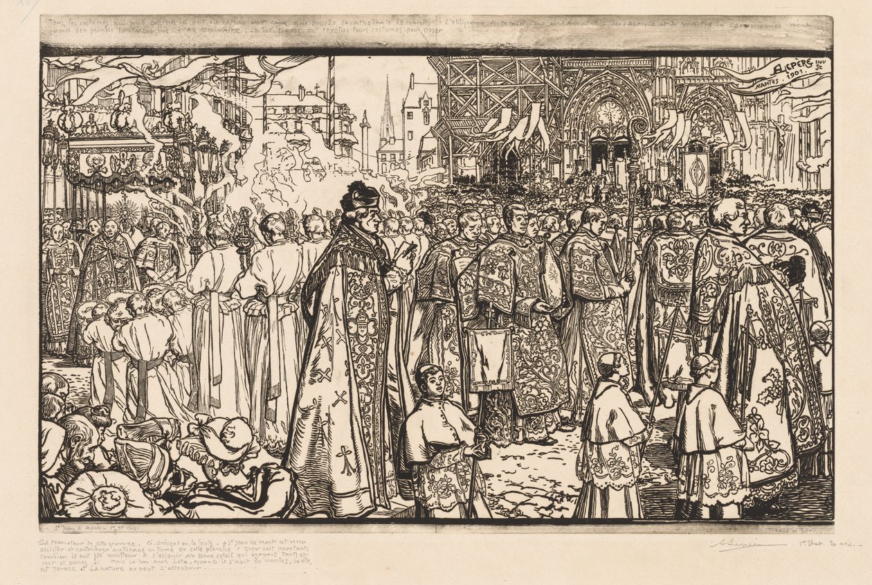 Corpus Christi-prosesjonen i Nantes av Auguste Louis Lepère