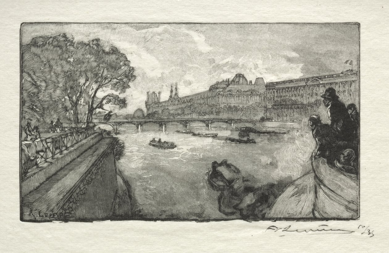 Louvre, sett fra Pont Neuf av Auguste Louis Lepère