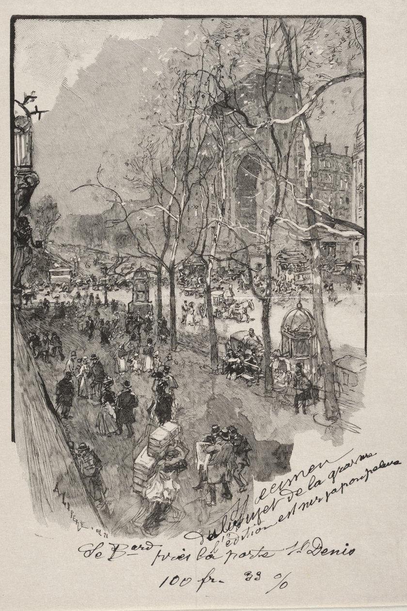 The Boulevards, nær Porte St. Denis av Auguste Louis Lepère
