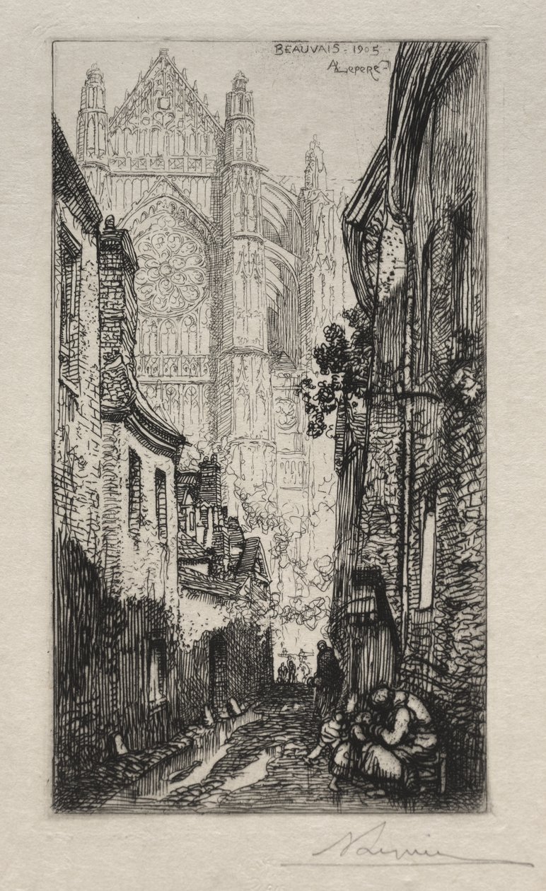 Narrow Street, Beauvais (An Alley, Beauvais) av Auguste Louis Lepère