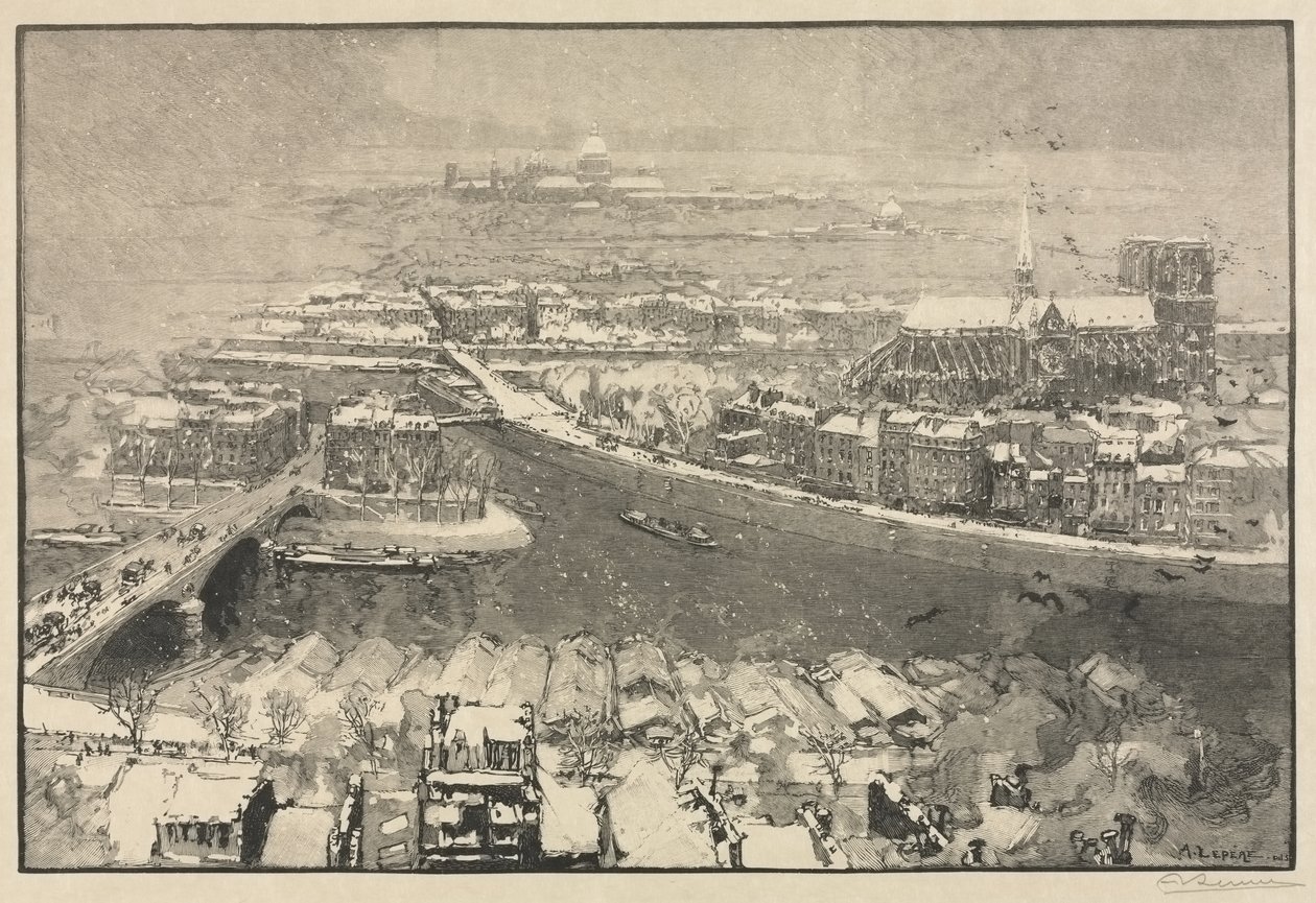 Paris under snø av Auguste Louis Lepère
