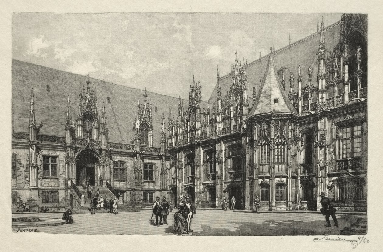 Illustrert Rouen: The Palace of Justice av Auguste Louis Lepère