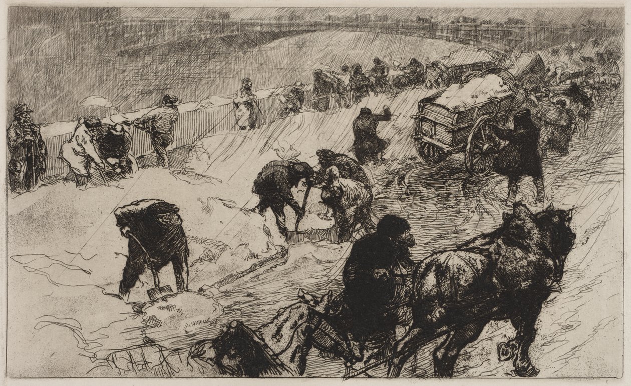 Snøballkamp: Flower Quay av Auguste Louis Lepère