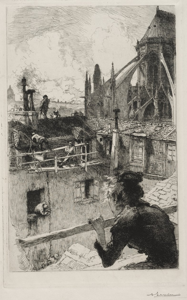 På hustakene nær Notre Dame av Auguste Louis Lepère