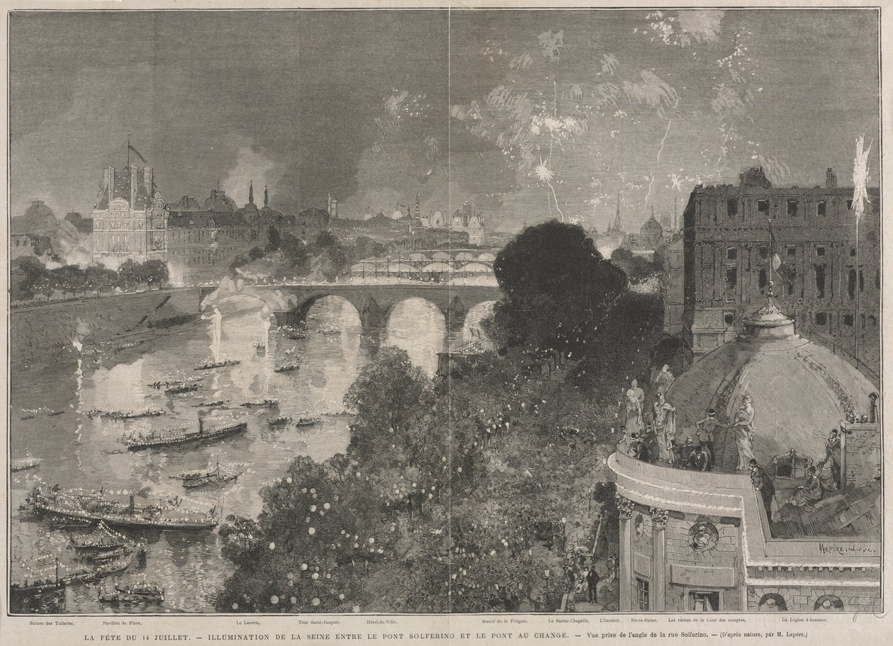 Festen 14. juli, illuminasjon av Place de la République (etter H. Scott) av Auguste Louis Lepère