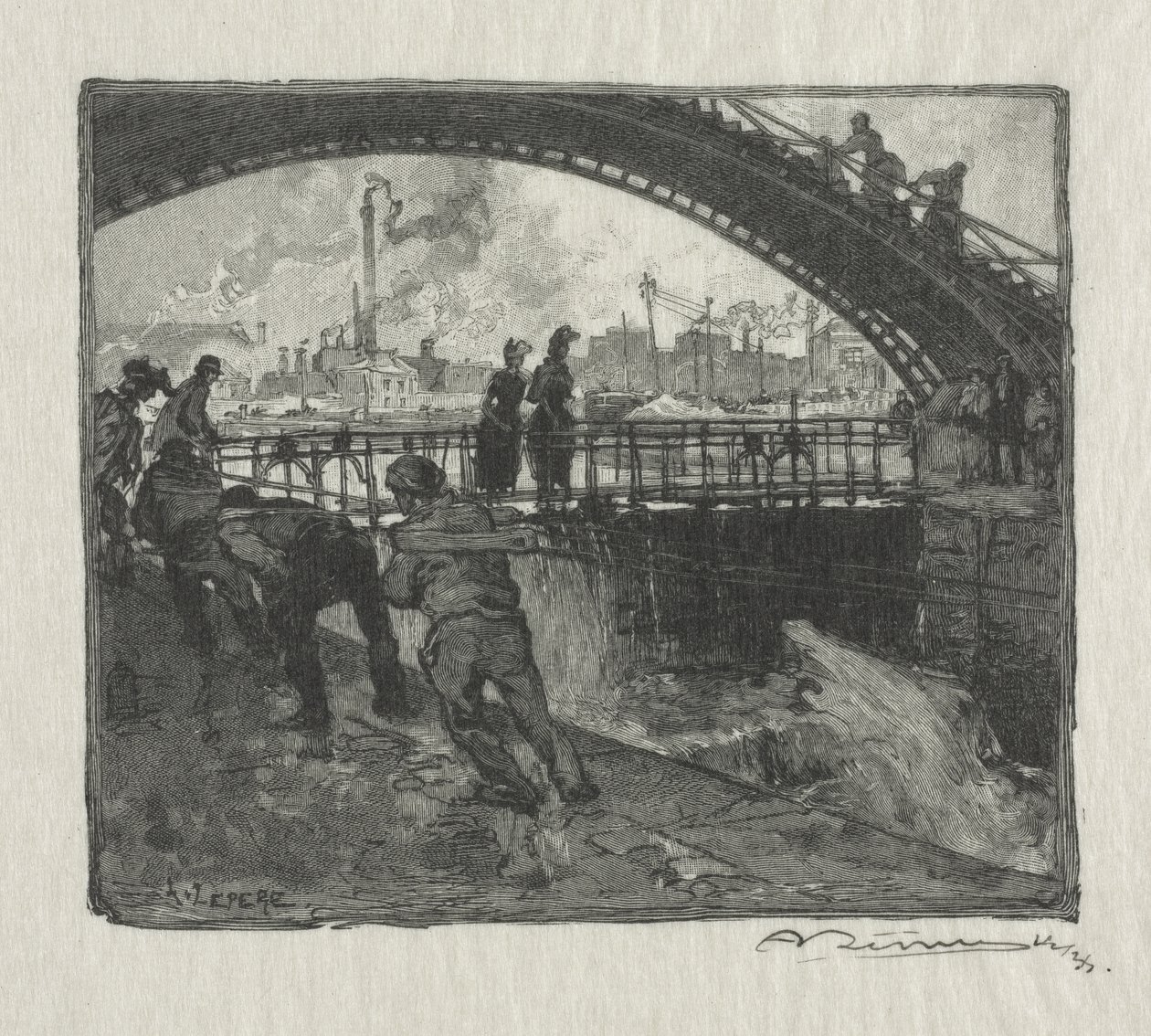 Slusen til St. Martin-kanalen av Auguste Louis Lepère