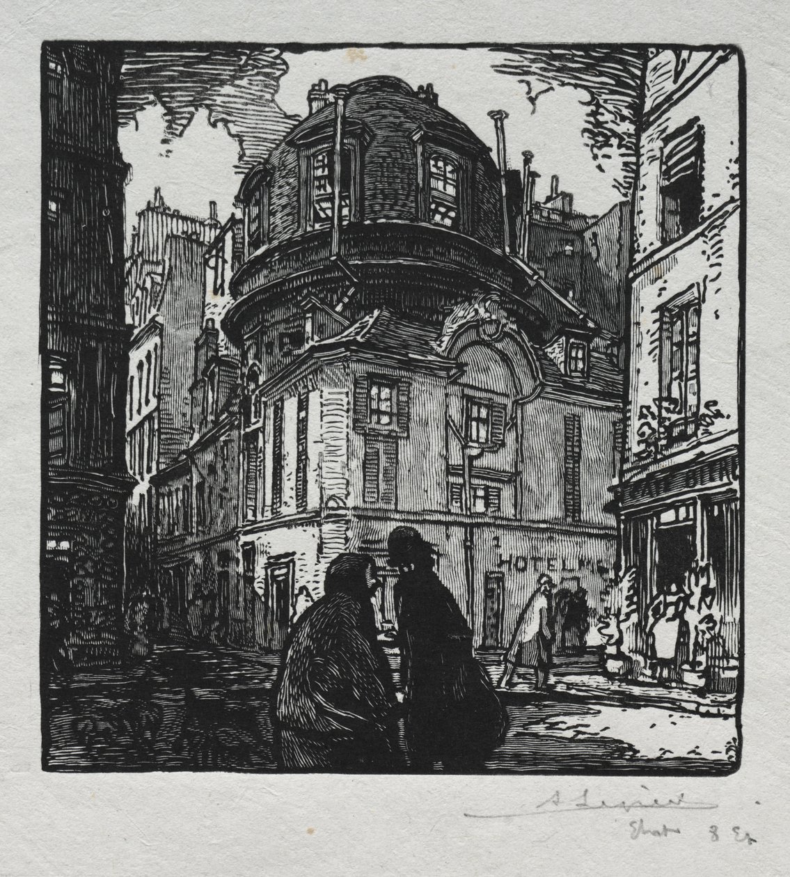 Utsikt over Hotel Colbert av Auguste Louis Lepère