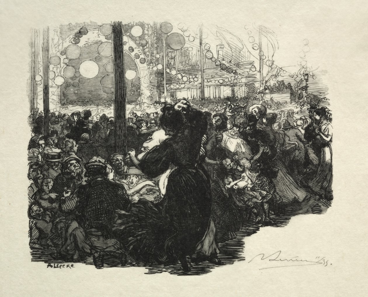 14. juli, Rue de Belleville, kl. 10.00 av Auguste Louis Lepère