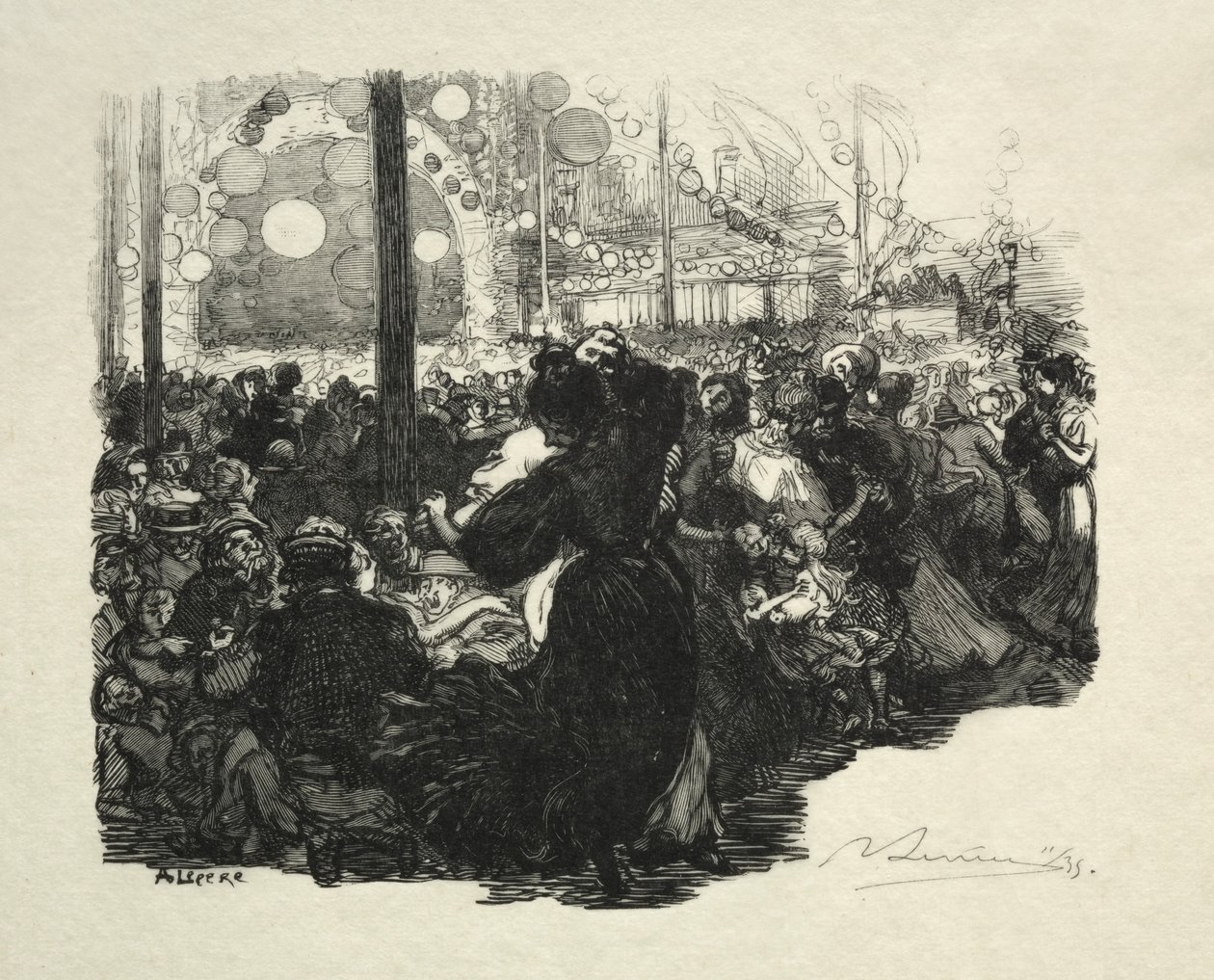 14. juli, Rue de Belleville, kl. 10.00 av Auguste Louis Lepère