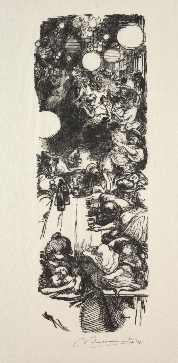 14. juli, Rue de Belleville, midnatt av Auguste Louis Lepère