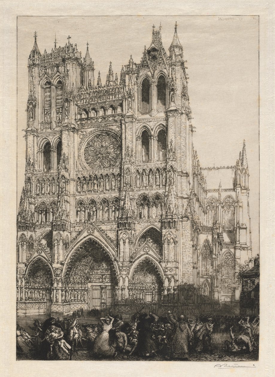 Amiens katedral, inventardagen, 1887. av Auguste Louis Lepère