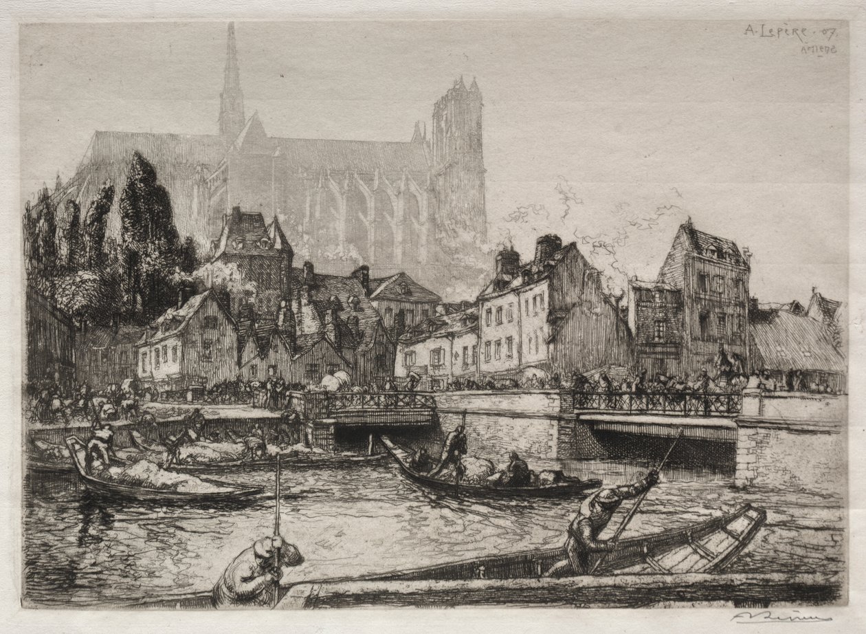 Ankomster av grønnsaker-Amiens av Auguste Louis Lepère