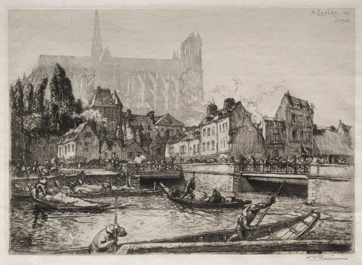Ankomster av grønnsaker-Amiens, 1907. av Auguste Louis Lepère