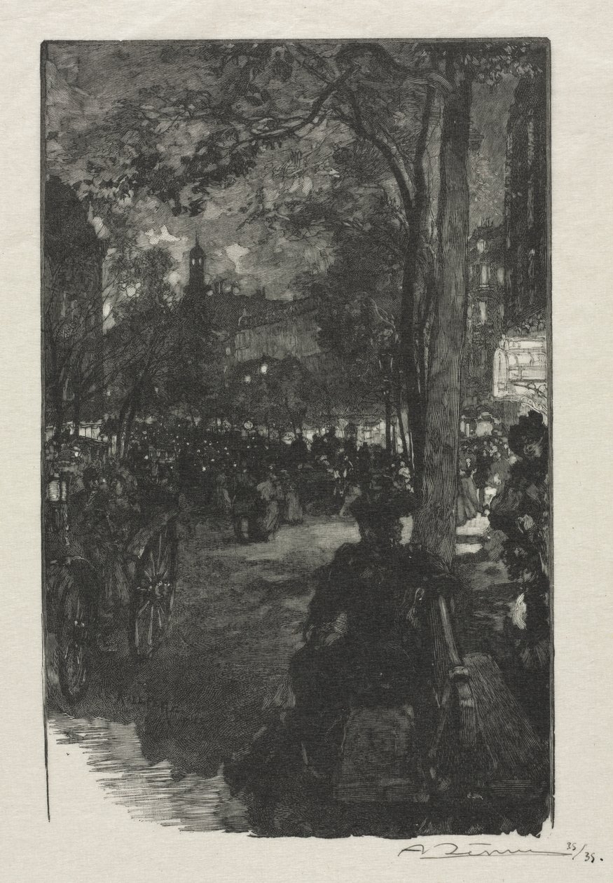 Boulevard Montmartre, kveld, 1890. av Auguste Louis Lepère