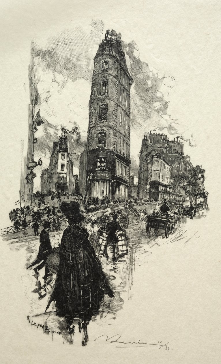 Hjørnet av Moon Street av Auguste Louis Lepère