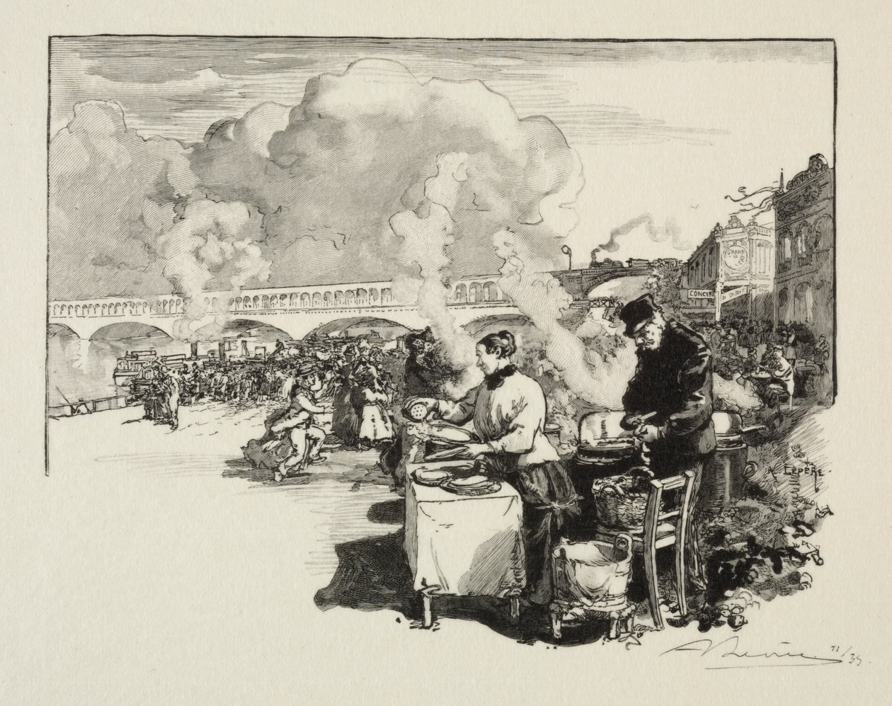 Landingsplass for omnibusbåter av Auguste Louis Lepère