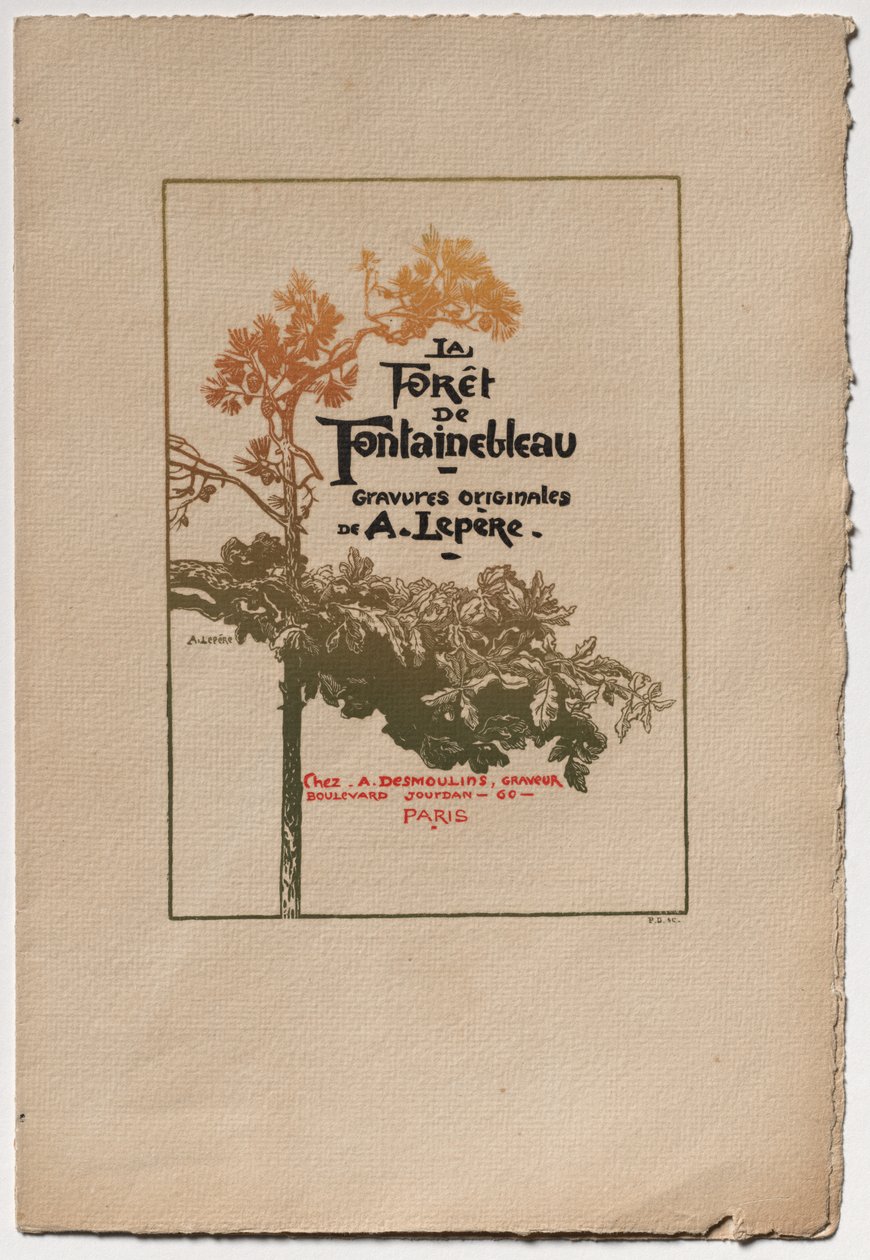 Fontainebleau Forest: Annonse for Fontainebleau Forest La Forêt de Fontainebleau, 1890. av Auguste Louis Lepère