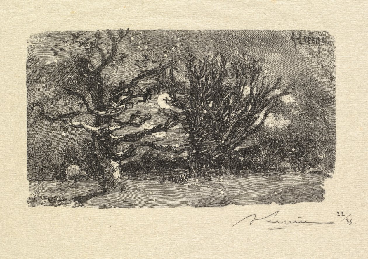Fontainebleau-skogen: På Lantaras sovesal La Forêt de Fontainebleau: På Lantaras sovesal, 1890 av Auguste Louis Lepère