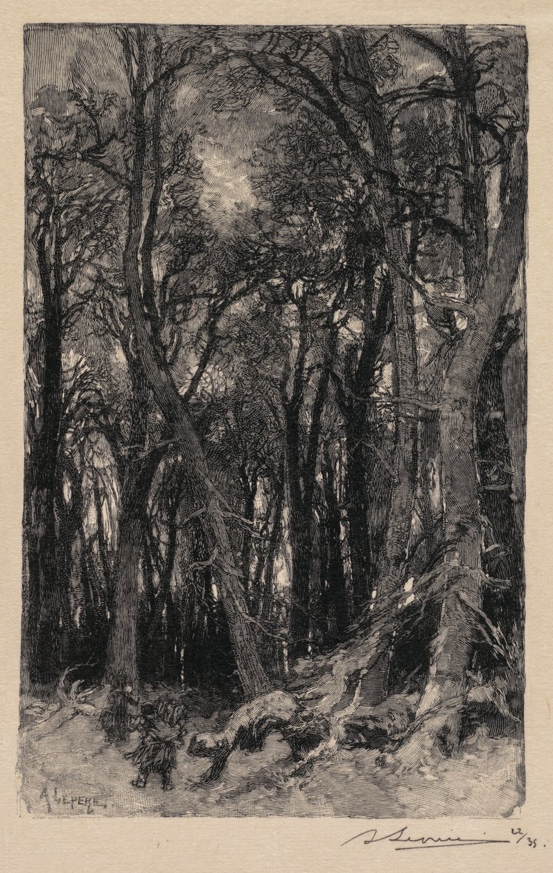 Fontainebleau-skogen: Bas-Bréau Fontainebleau-skogen: Le Bas-Bréau, 1890. av Auguste Louis Lepère