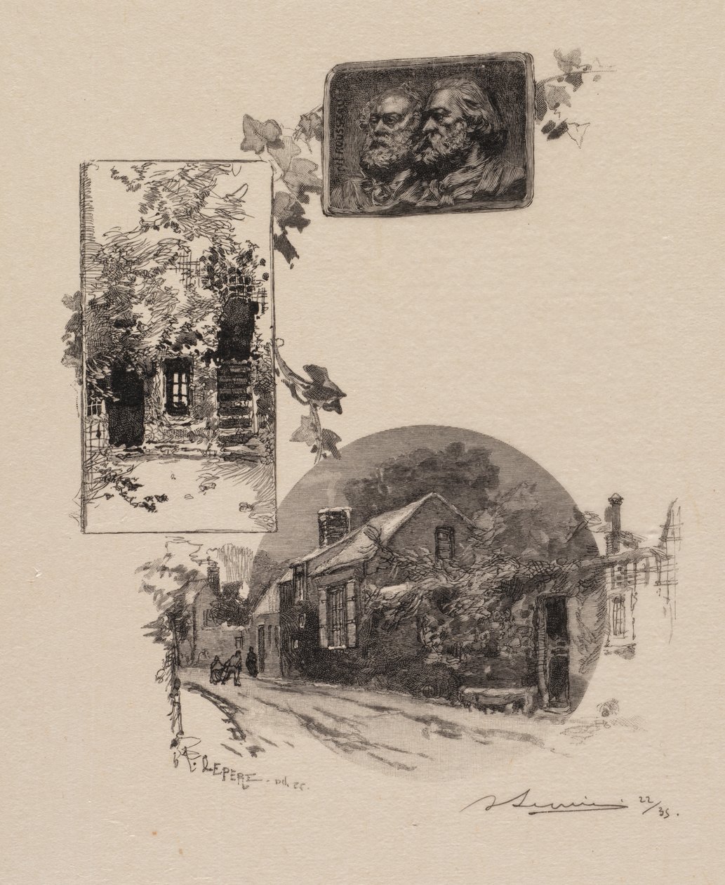 Fontainebleau Forest: Inngang til Rousseaus Studio og Millet Home av Auguste Louis Lepère