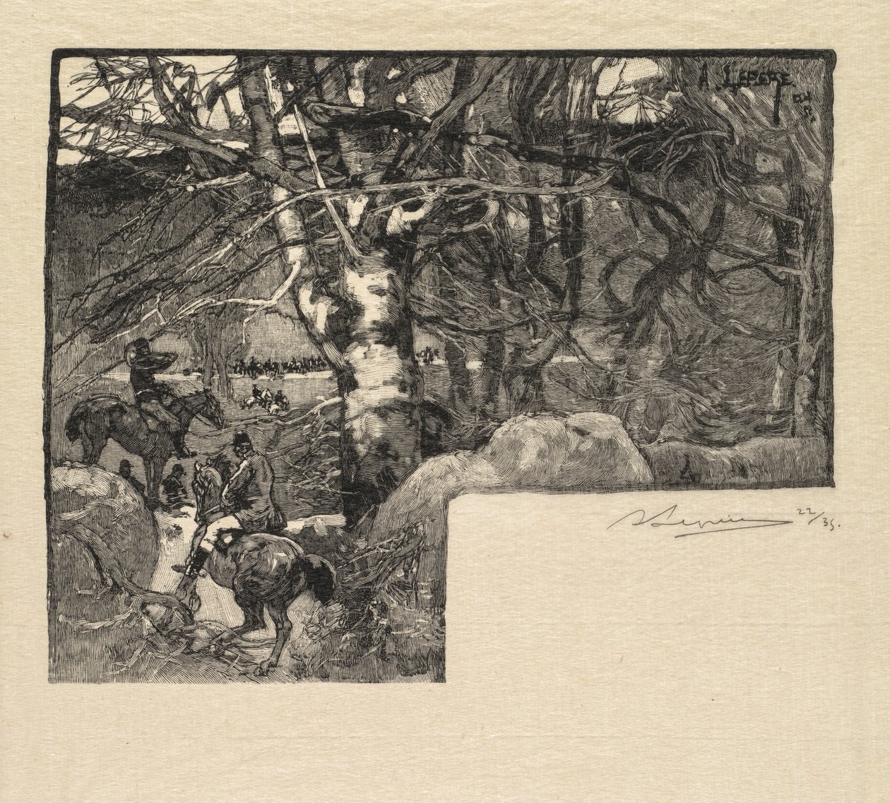 Fontainebleau-skogen: Ri til hundene ved Mont-Gérard av Auguste Louis Lepère
