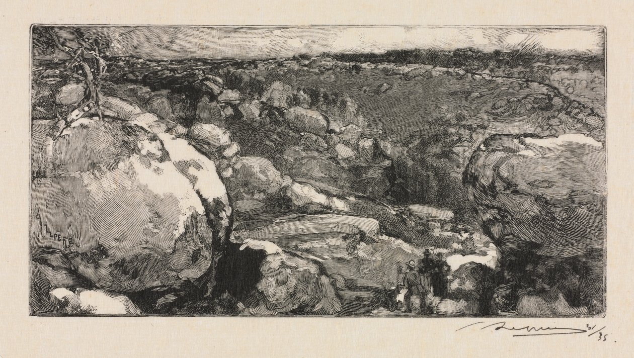 Fontainebleau-skogen: The Cirque of Long-Rocher av Auguste Louis Lepère