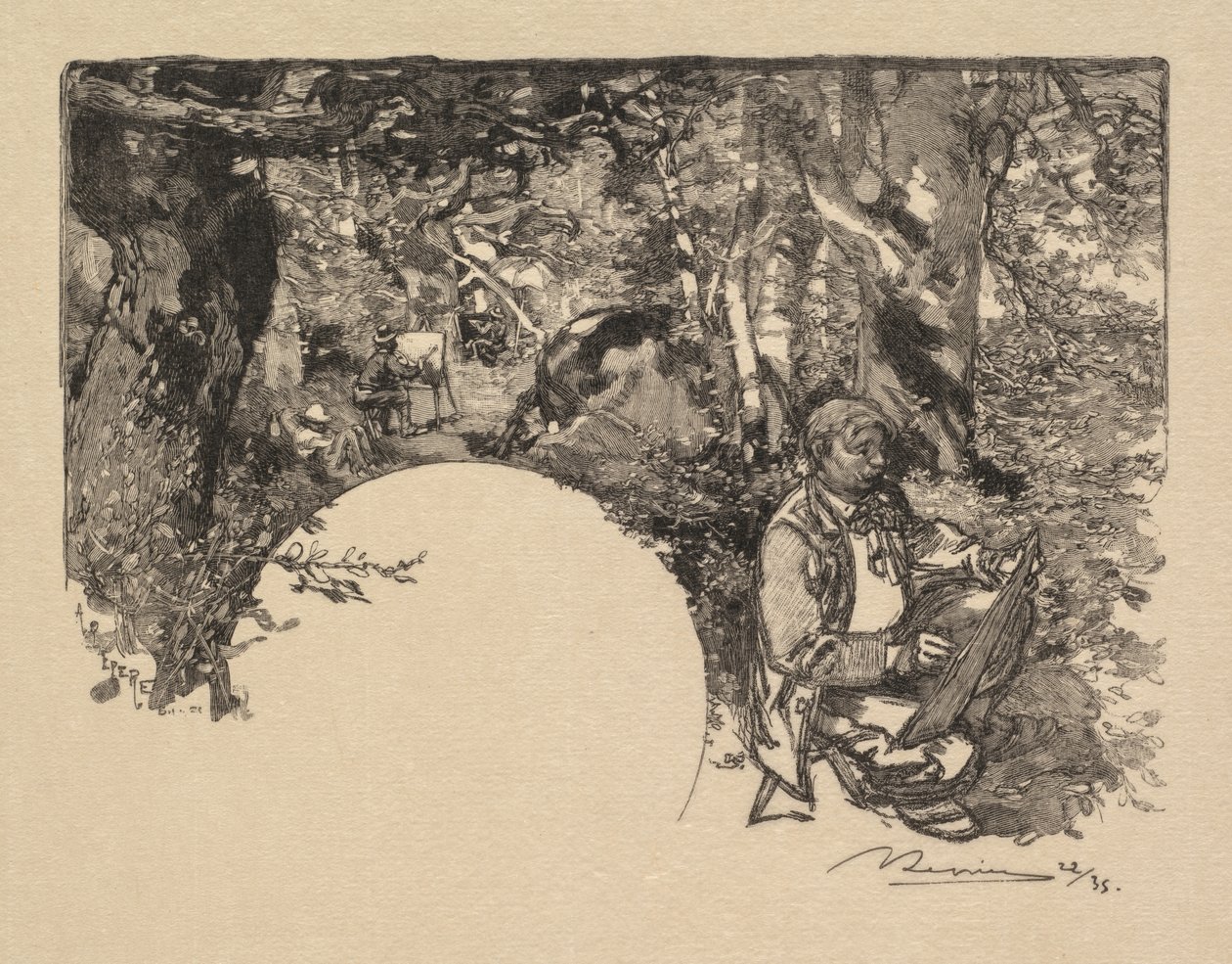 Fontainebleau Forest: The Painters The Forest of Fontainebleau: The Painters, 1890. av Auguste Louis Lepère