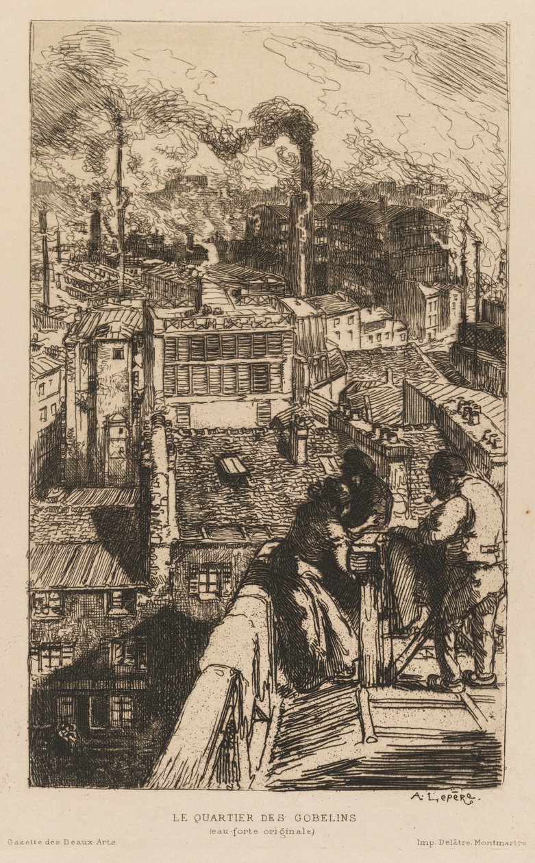 Gazette des Beaux-Arts: The Gobelins Quarter, 1889. av Auguste Louis Lepère