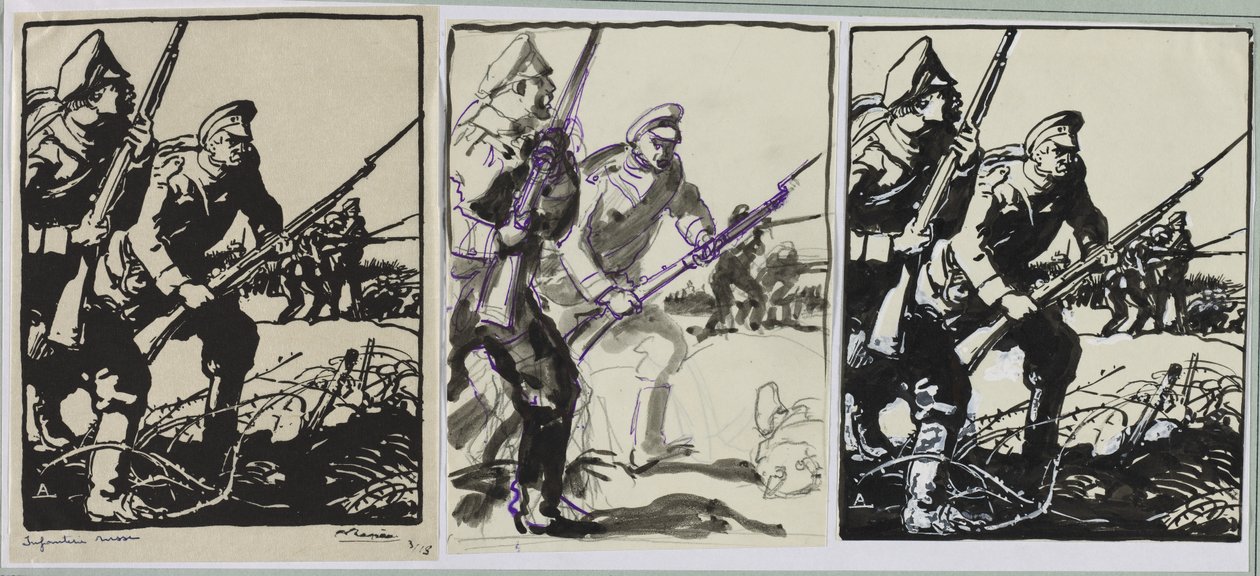 Russisk infanteri, 1914. av Auguste Louis Lepère