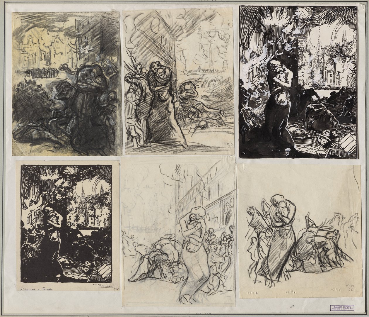 Louvain-brannen av Auguste Louis Lepère