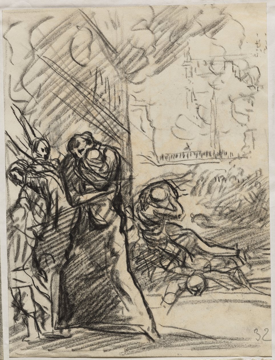Louvain-brannen av Auguste Louis Lepère